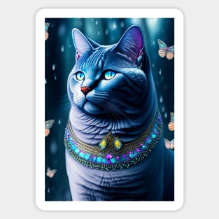 British Shorthair Dazzle With Butterflies Sticker